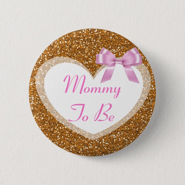 Die Mama, zum Gold und rosa Babyparty zu sein Button (Vorderseite)