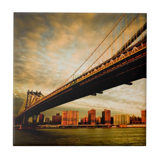 Die Manhattan-Brückenansicht von Brooklyn-Seite Fliese (Vorderseite)