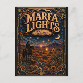 Die Marfa-Lichter Texas Popcut Legends Postkarte