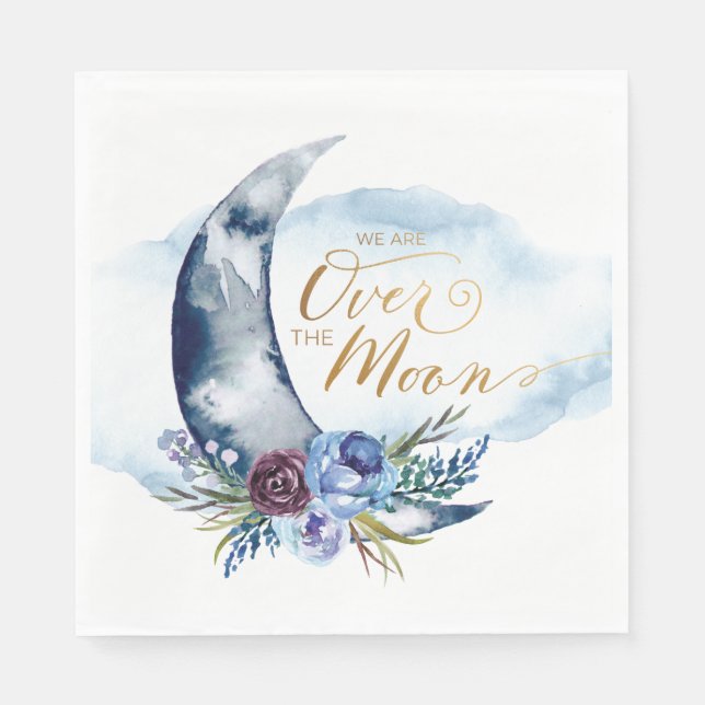 Die Marine über der Mond Babydusche Napkins Serviette (Vorderseite)