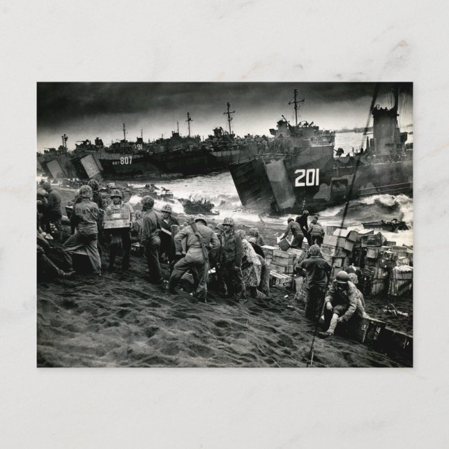 Die Marines des Zweiten Weltkriegs laden Lieferung Postkarte (Vorderseite)