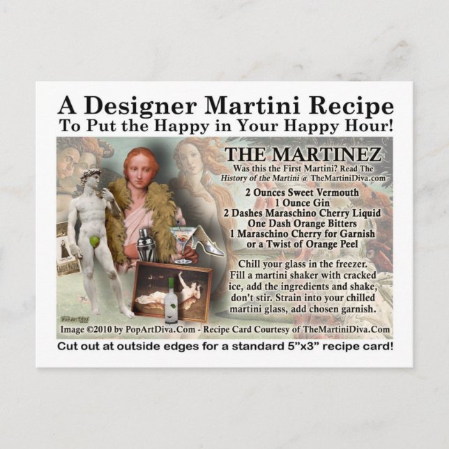 Die Martinez Martini Rezept Postkarte (Vorderseite)