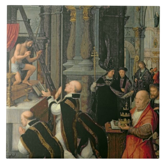 Die Masse von St Gregory (Öl auf Leinwand) Fliese (Vorderseite)