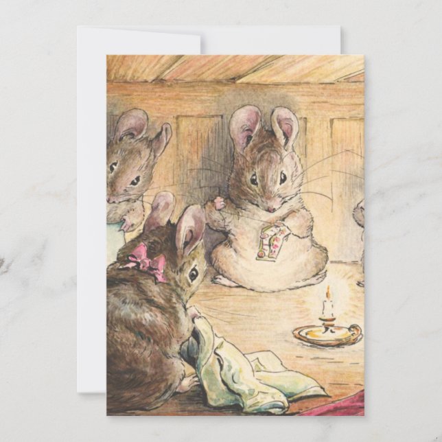 Die Mäuse säen von Beatrix Potter Einladung (Vorderseite)