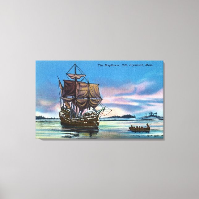 Die Mayflower Landung in 1620 Szene Leinwanddruck (Vorderseite)