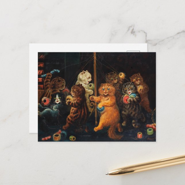 Die Maypole von Louis Wain Feiertagspostkarte (Vorderseite/Rückseite Beispiel)