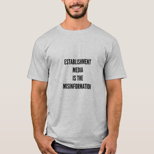Die Medien für die Einrichtung sind die Falschinfo T-Shirt (Vorderseite)