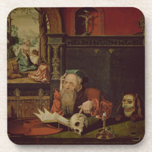Die Meditation von St Jerome (Öl auf Platte) Untersetzer