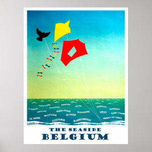 Die Meeresküste Belgiens, Drachen steigen lassen, Poster