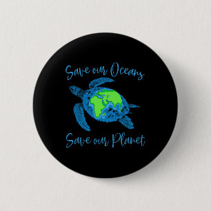 Die Meeresschildkröte Rette unsere Ozeane und Rett Button
