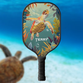 Die Meeresschildkröten schwimmen im Pazifik Pickleball Schläger