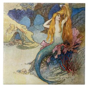 „Die Meerjungfrau“ von Warwick Goble Fliese