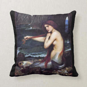 Die Meerjungfrau vor Raphaelit-Kissen Kissen