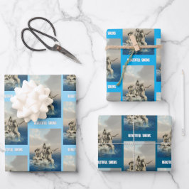 Die Meerjungstatue. Gestalted Geschenkpapier Set