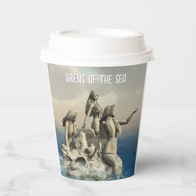 Die Meerjungstatue. Gestalted Pappbecher (Vorderseite)