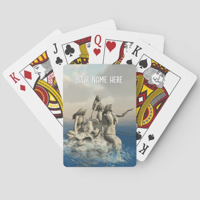 Die Meerjungstatue. Personalisiert Spielkarten (Rückseite)