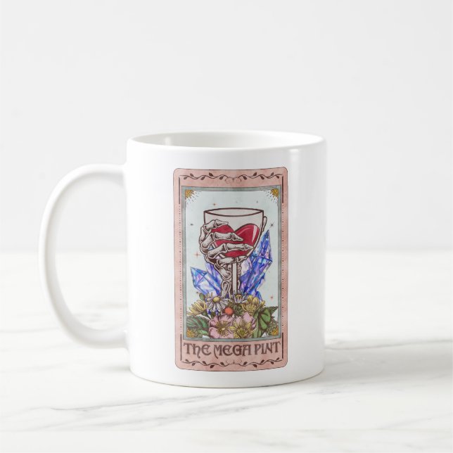 Die Mega Pint Funny Skeleton Tarot Card Kaffeetasse (Links)