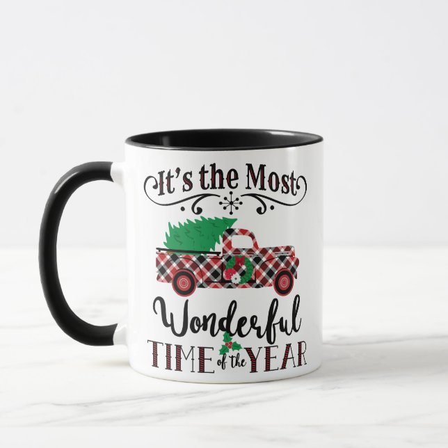 Die meiste wunderbares Zeit-Weihnachtskarierte Tasse (Links)