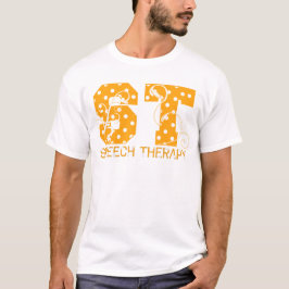 Die meisten Buchstaben orange-weiße Polka-Punkte T-Shirt