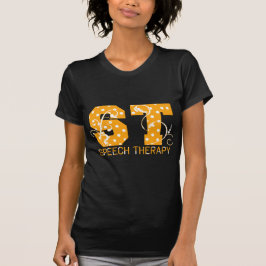 Die meisten Buchstaben orange-weiße Polka-Punkte T-Shirt