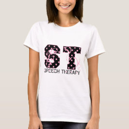Die meisten Buchstaben sind schwarze und rosa Polk T-Shirt