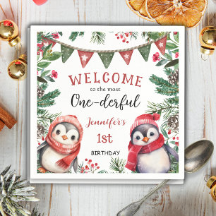 Die meisten ONEderful Pinguin Christmas 1. Gebur Serviette