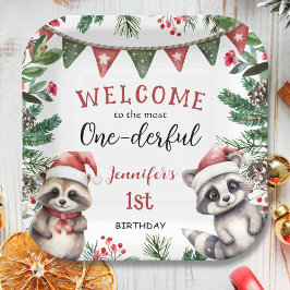 Die meisten ONEderful | Raccoon Christmas 1. Gebur Pappteller
