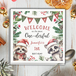 Die meisten ONEderful | Raccoon Christmas 1. Gebur Serviette