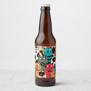 Die Menge an Katzen Bierflaschenetikett