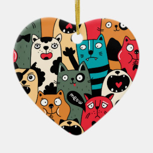 Die Menge an Katzen Keramik Ornament