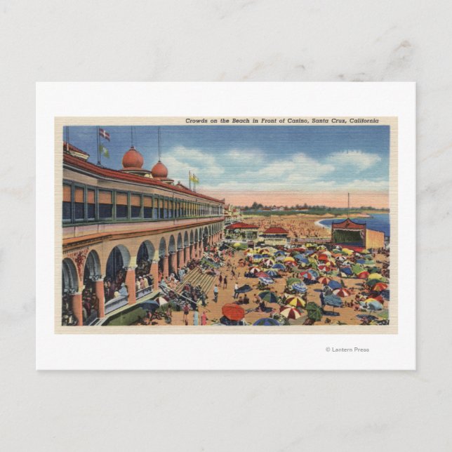 Die Menschenmengen am Strand vor dem Casino Postkarte (Vorderseite)