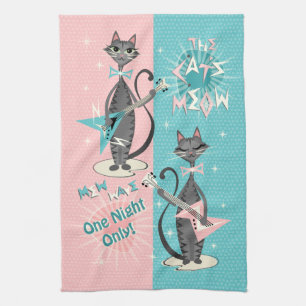 Die Meow / Mew Wave Night der Katze ©️ Studioxtin Geschirrtuch