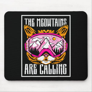 Die Meowtains rufen Cat Skier Ski Skifahrer Mousepad