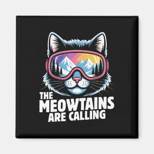 Die Meowtains rufen lustigen Skifahren Humoe Ski C Magnet