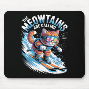 Die Meowtains rufen Skifahrer lustiges Skifahren Mousepad