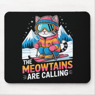 Die Meowtains rufen Skifahrer lustiges Skifahren Mousepad