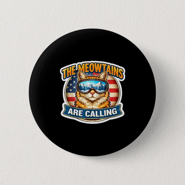 Die Meowtains rufen Snowboard-Ski-Skifahrer Button (Vorderseite)