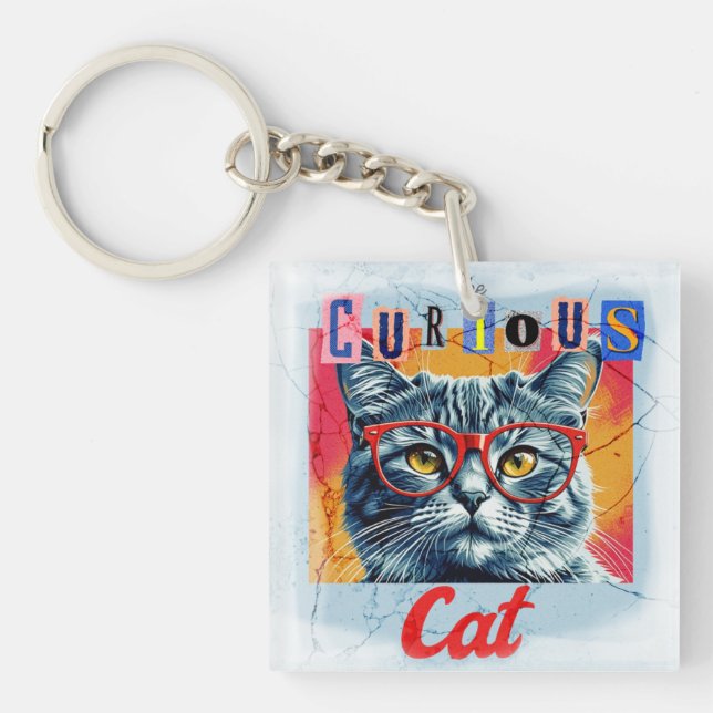 Die merkwürdige Katze Schlüsselanhänger (Vorderseite)