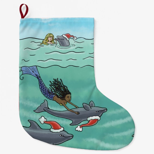 Die Mermaids12 Days - Dolphins Strumpf Groß Großer Weihnachtsstrumpf (Vorderseite)