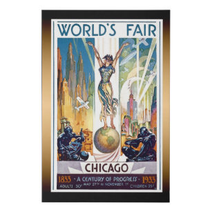 Die Messe Chicago-Welt 1933 - Vintager Retro Künstlicher Leinwanddruck