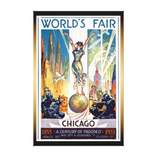 Die Messe Chicago-Welt 1933 - Vintager Retro Leinwanddruck
