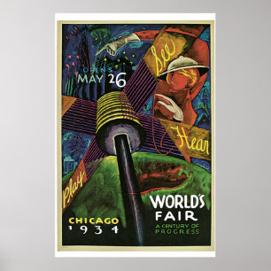 "Die Messe der Welt, Chicago, 1934" Vintag Poster