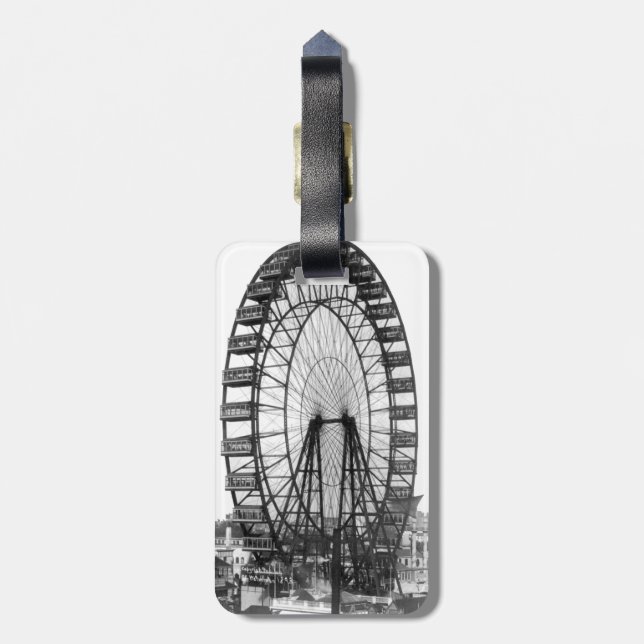 Die Messe-Riesenrad-Vintages Gepäck Chicago-Welt Gepäckanhänger (Rückseite vertikal)