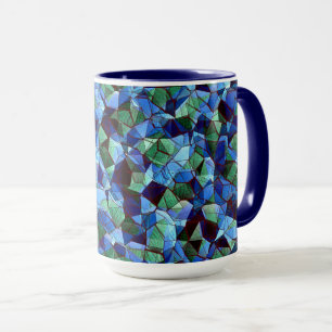 Die Messy aus grün und blau unregelmäßigem Mosaik Tasse