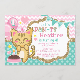 Die Miezekatze-Prinzessin Birthday Tatze-ty Einladung