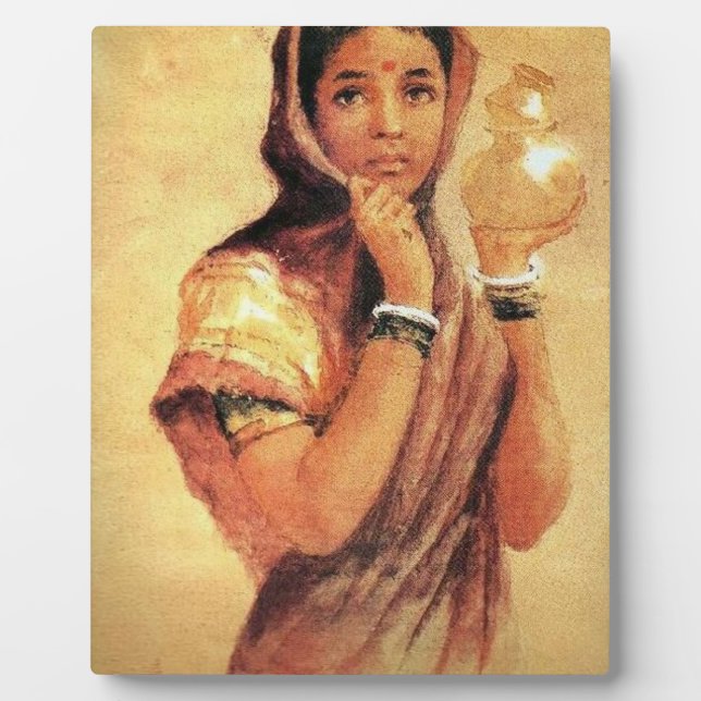 Die Milchmädchen 1904 von Raja Ravi Varma Fotoplatte (Vorderseite)
