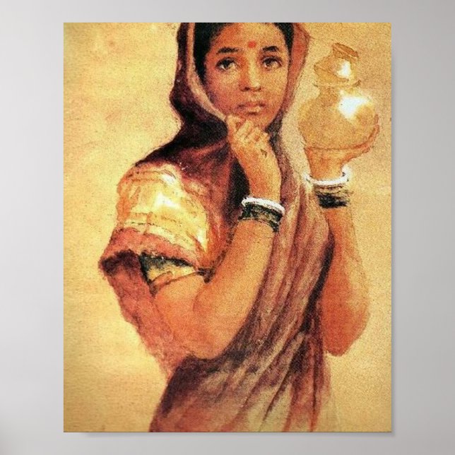 Die Milchmädchen 1904 von Raja Ravi Varma Poster (Vorne)