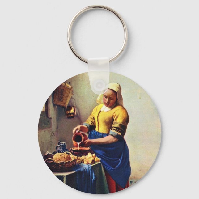 Die Milchmädchen [1]. von Johannes Vermeer Schlüsselanhänger (Vorderseite)