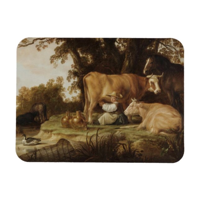 Die Milchmädchen Aelbert Cuyp Magnet (Horizontal)