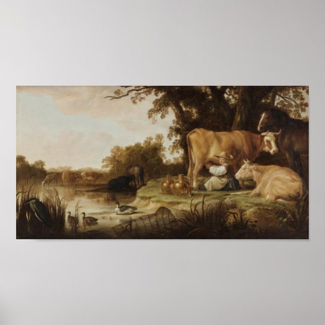Die Milchmädchen Aelbert Cuyp Poster (Vorne)